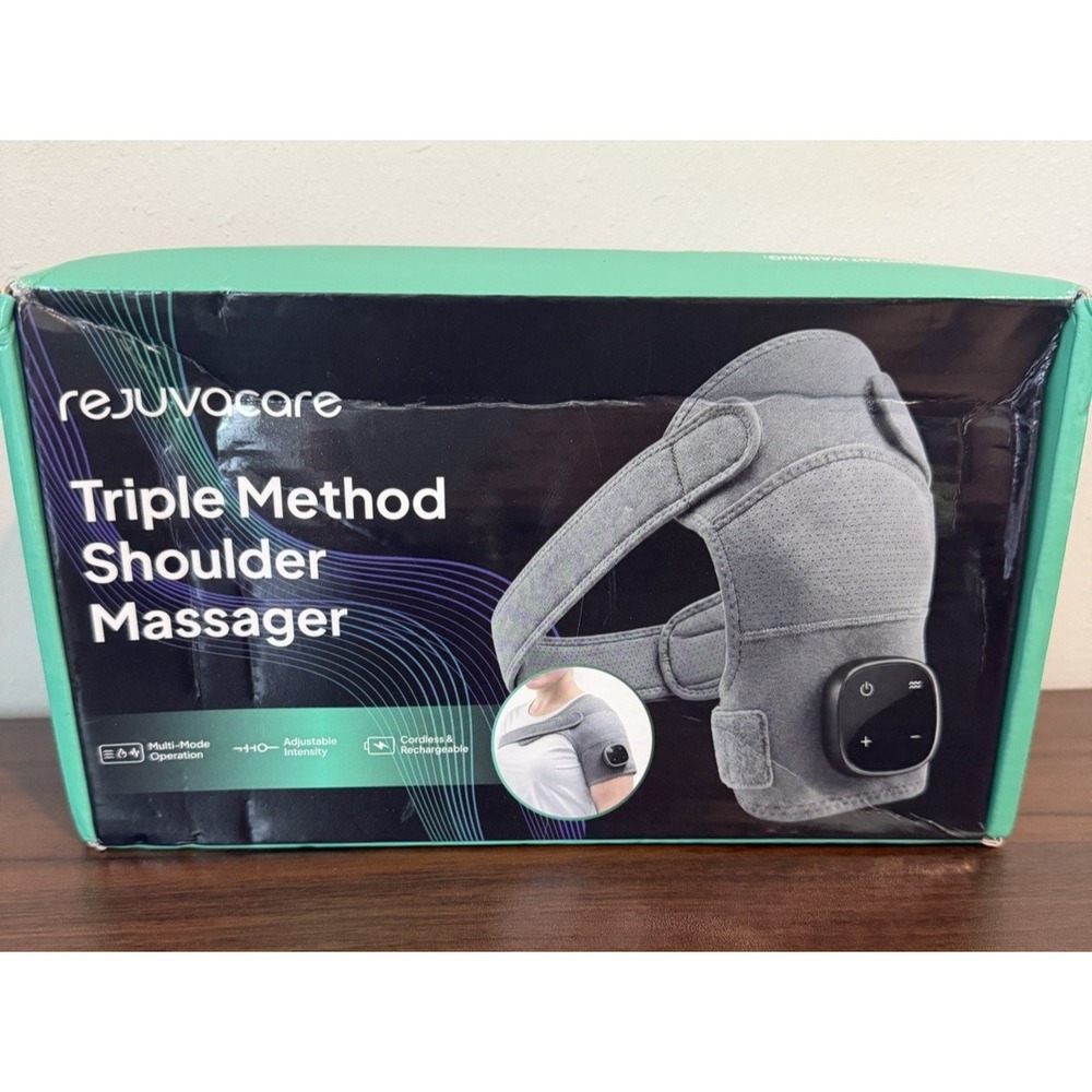Rejuvacare Shoulder Massager Gray Triple Method Cordless Rechargeable Adjustable